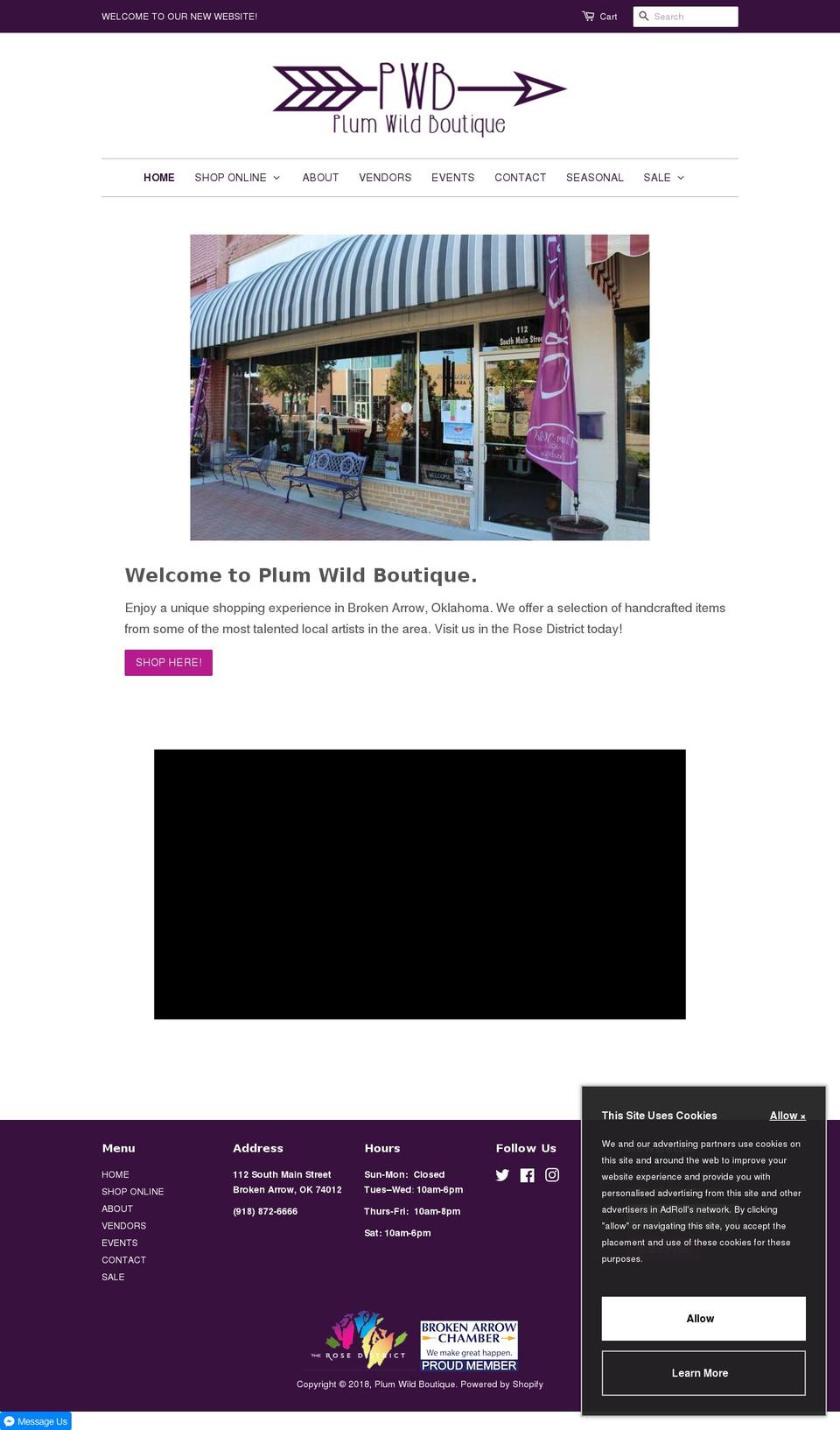 plumwildboutique.com — Shopify storefront screenshot