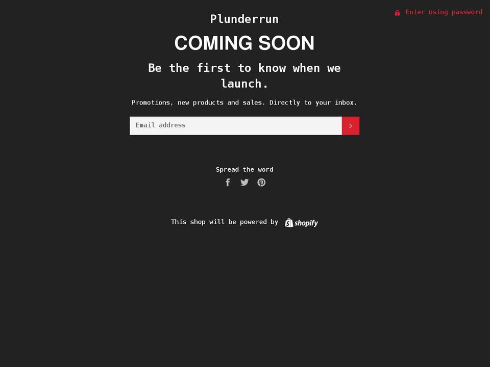 plunderrun.com shopify website screenshot