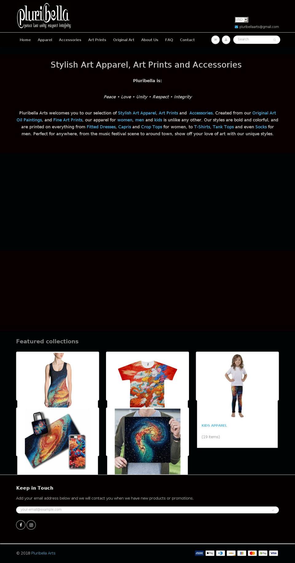pluribellaarts.com — Shopify storefront screenshot