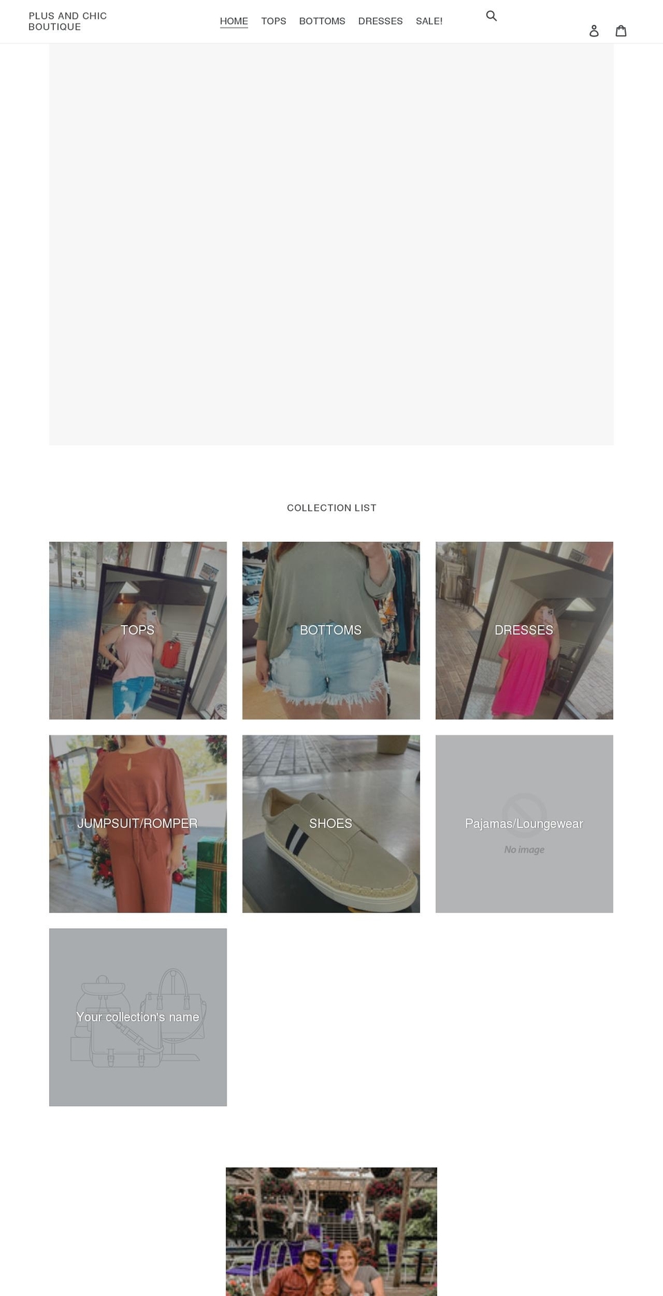 plusandchicboutique.com shopify website screenshot