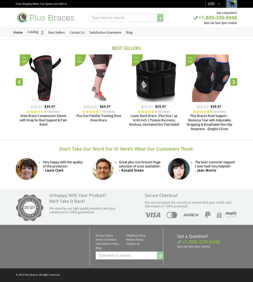 plusbraces.com shopify website screenshot