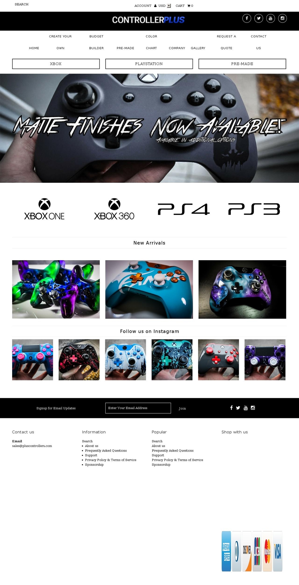 pluscontrollers.com shopify website screenshot