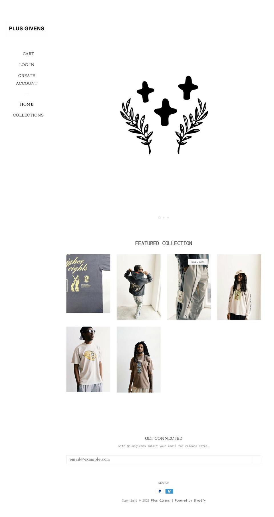 plusgivens.xyz shopify website screenshot