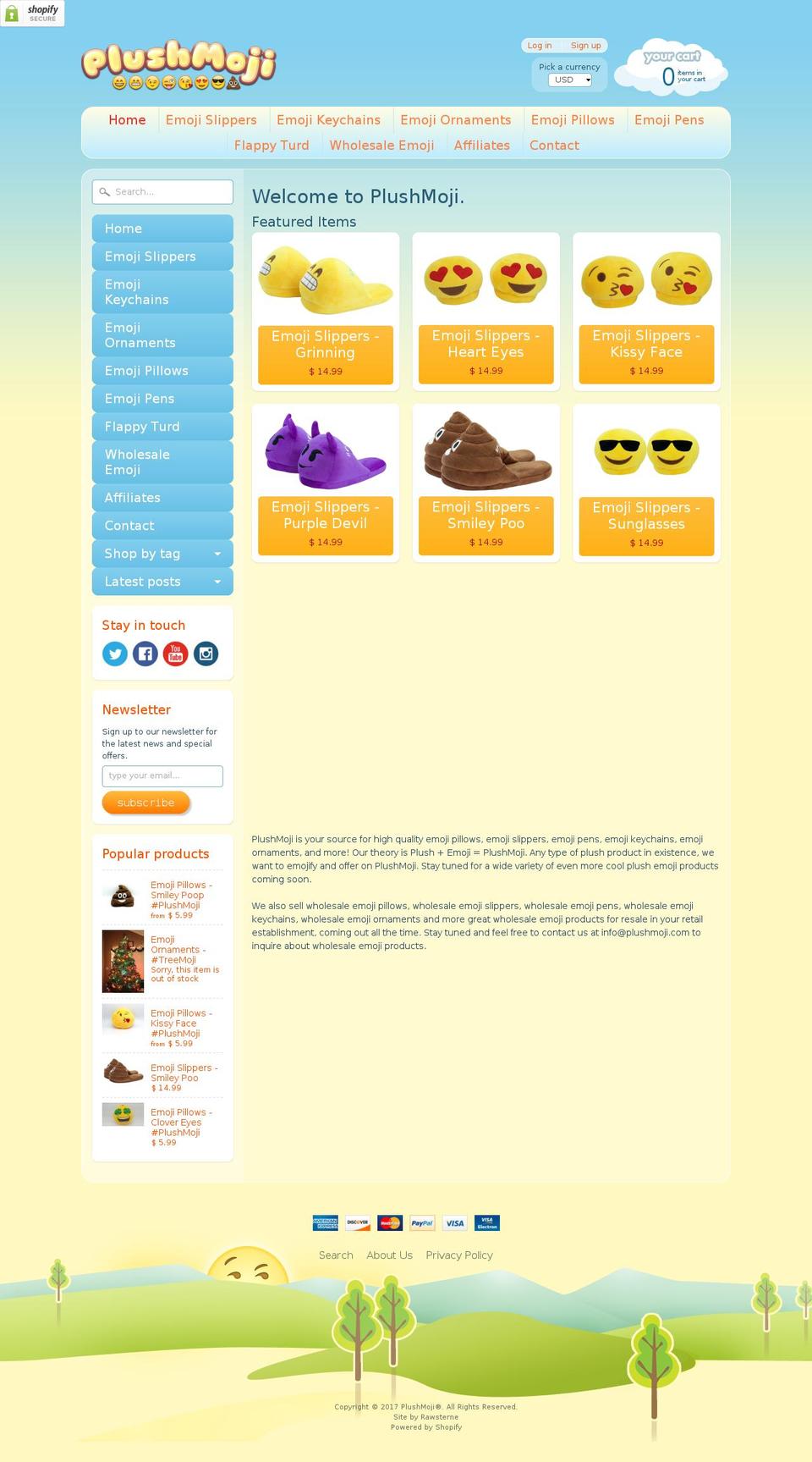 plush-emojis.com shopify website screenshot
