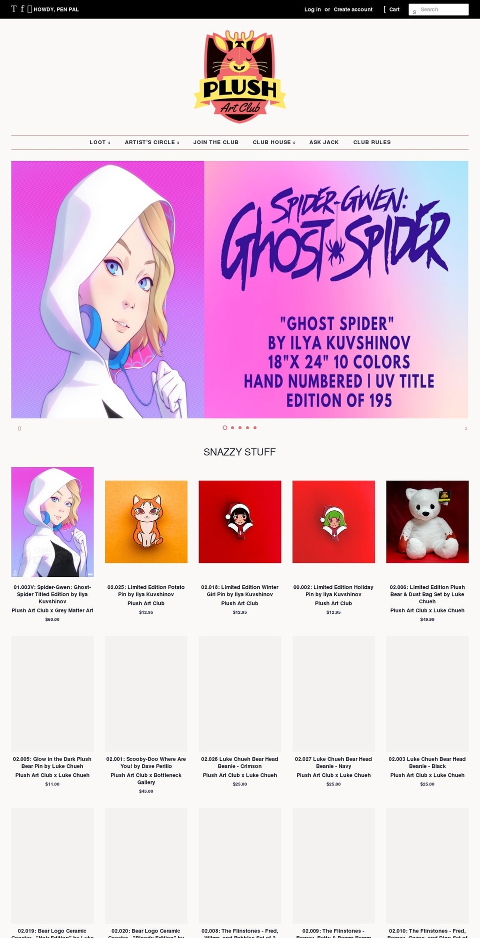 plushart.club shopify website screenshot