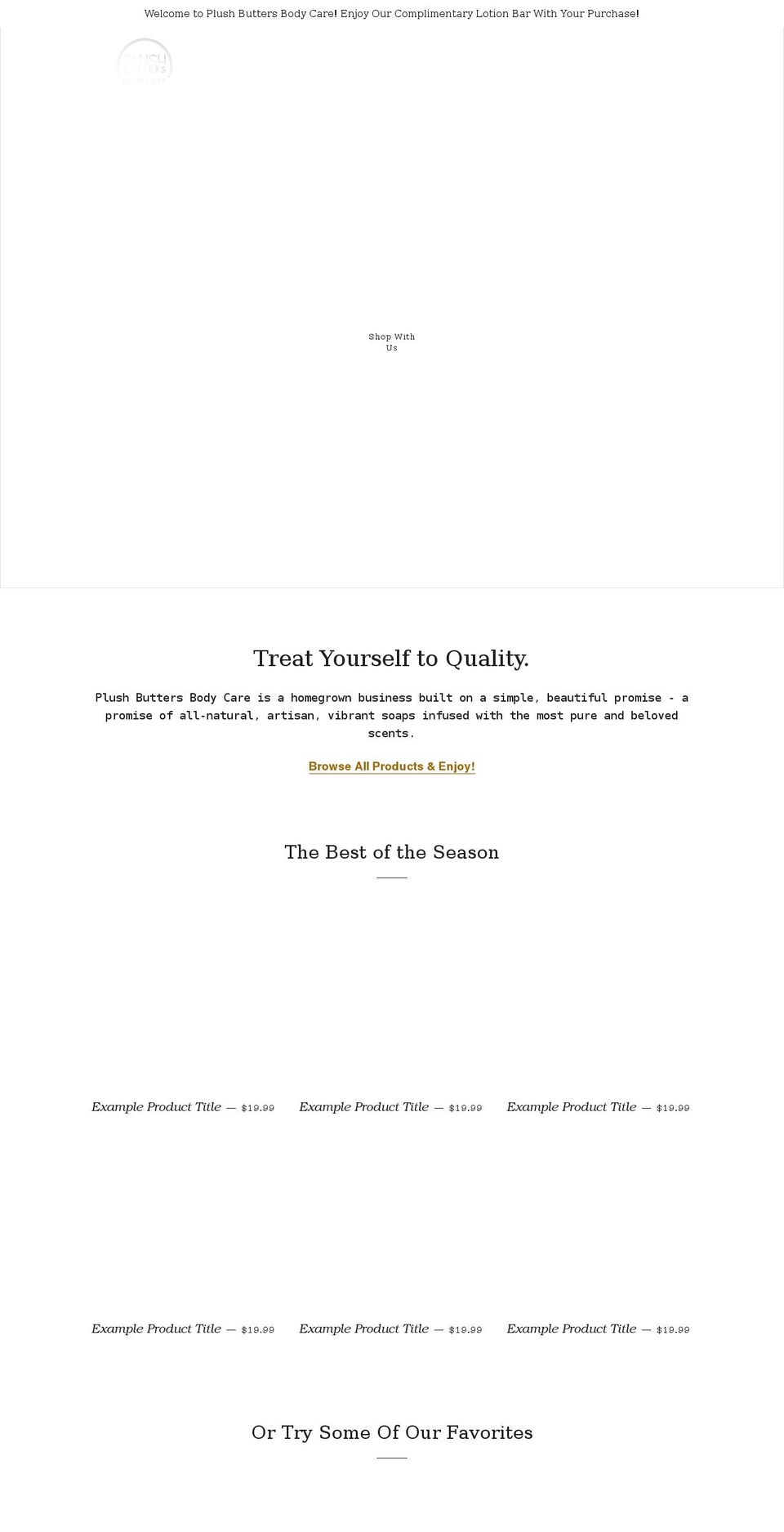 plushbuttersbodycare.com shopify website screenshot