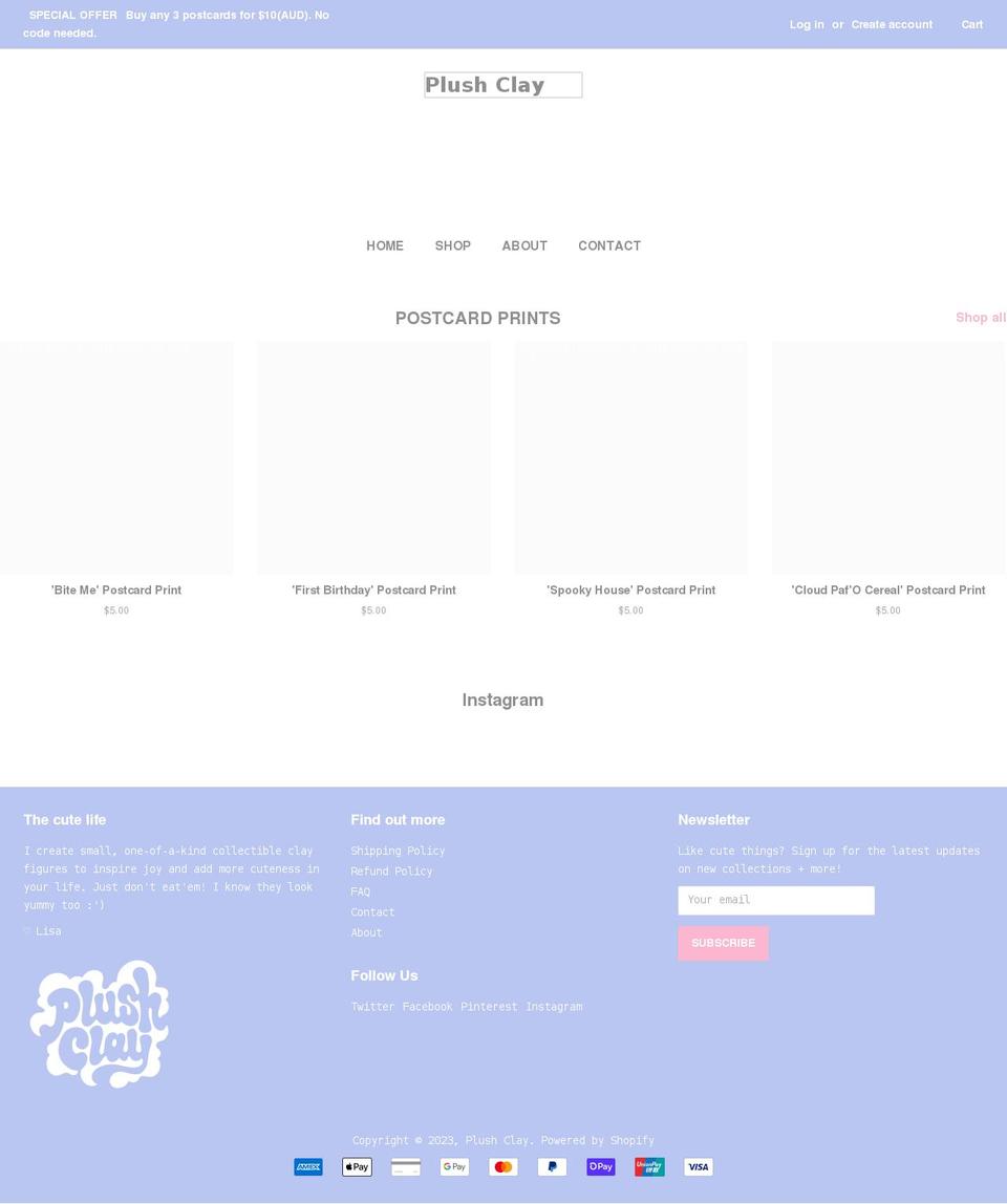 plushclay.com shopify website screenshot