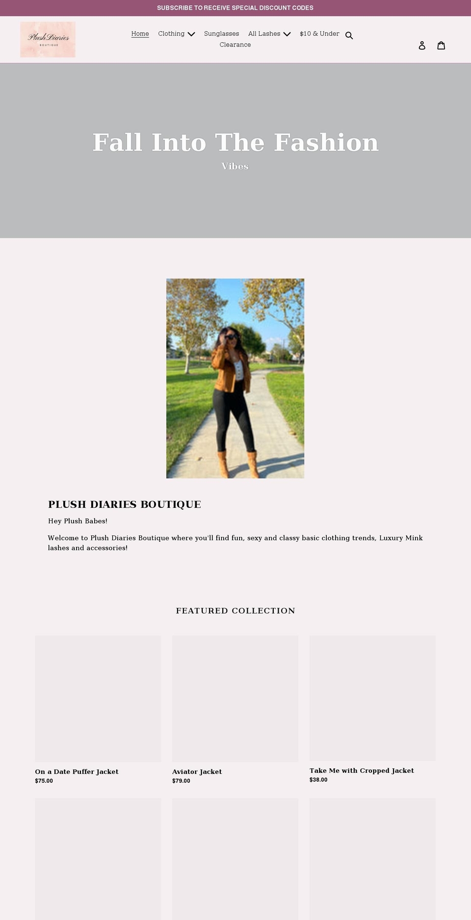 plushdiaries.com shopify website screenshot