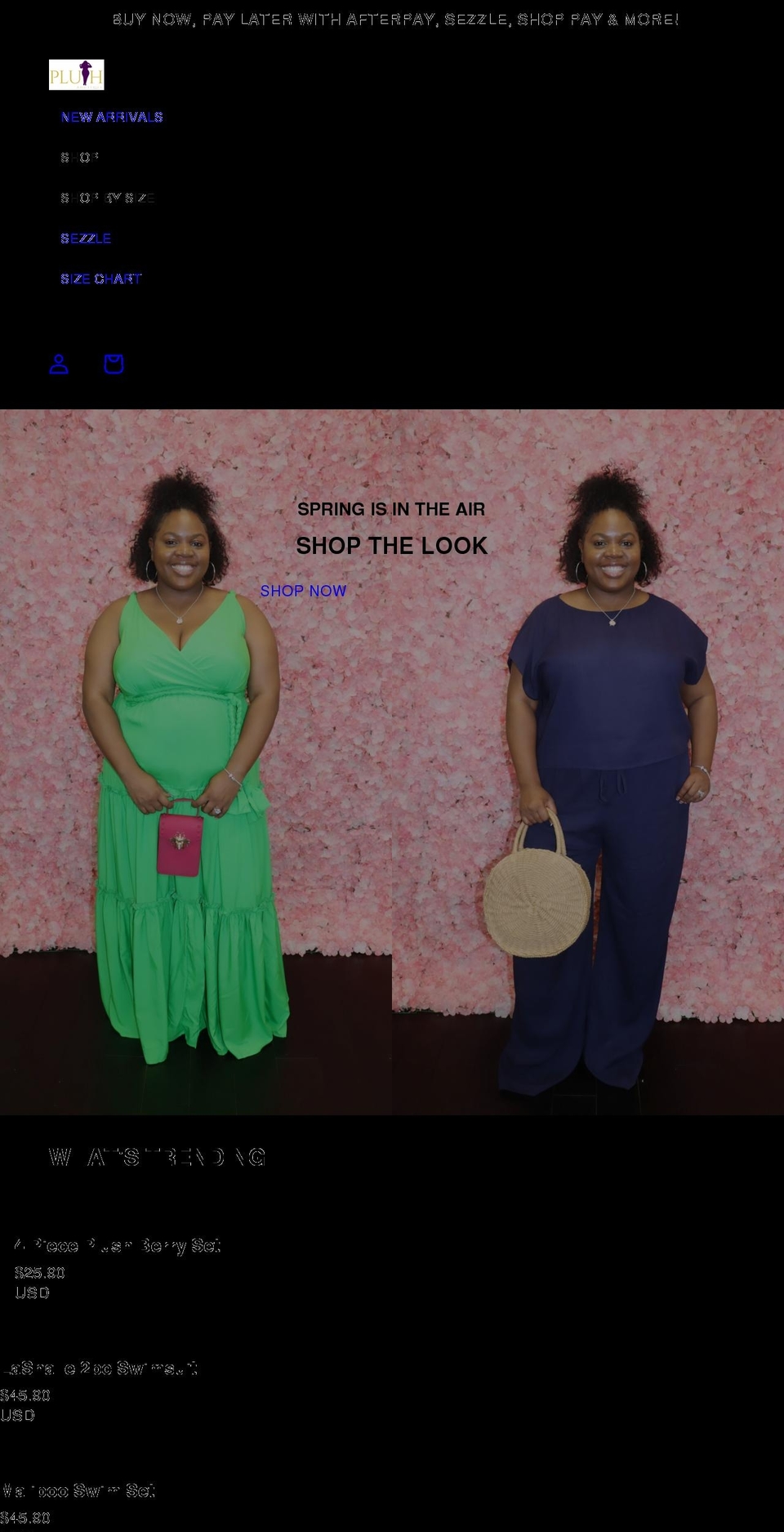 plushecurvy.com shopify website screenshot