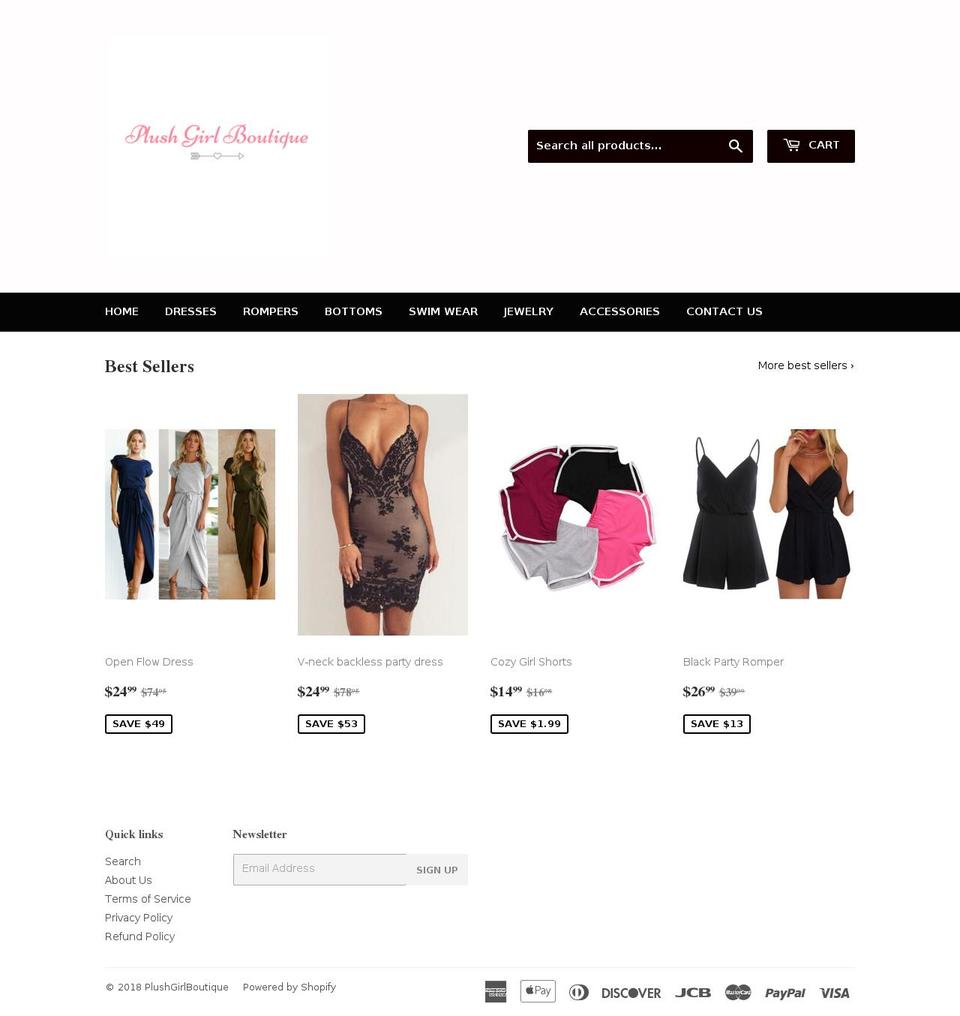 plushgirlboutique.com — Shopify storefront screenshot