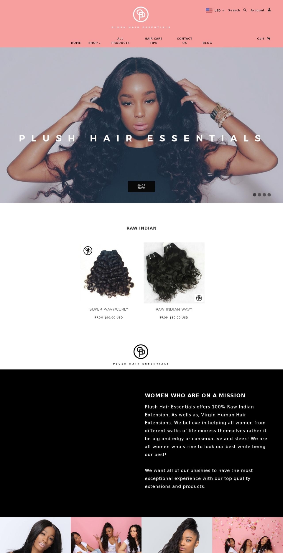 plushhairessentials.com — Shopify storefront screenshot