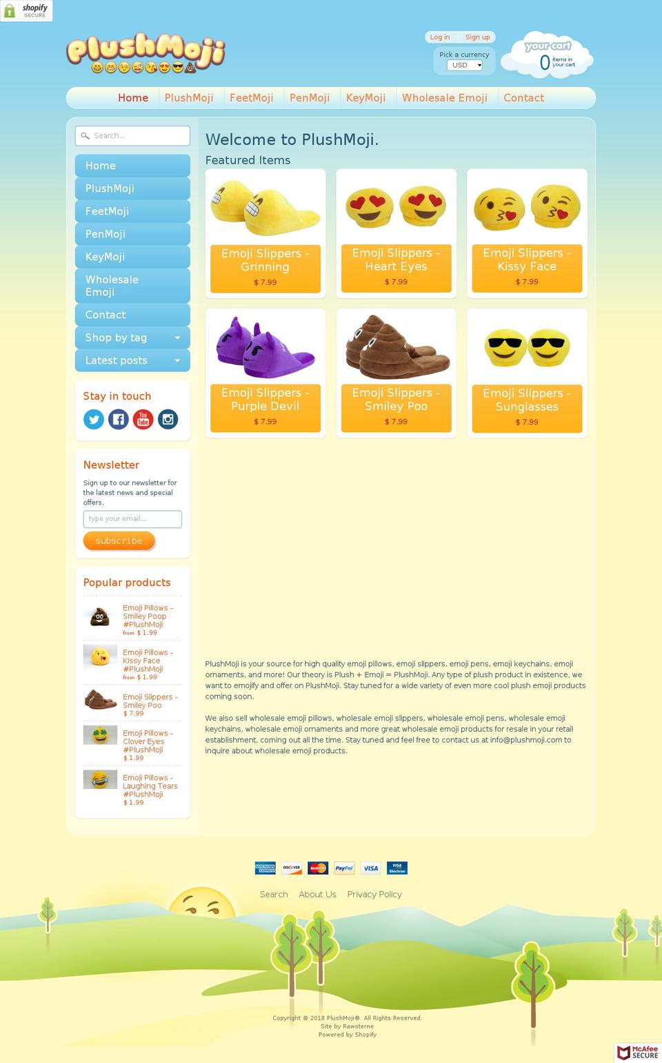 plushmojis.com shopify website screenshot