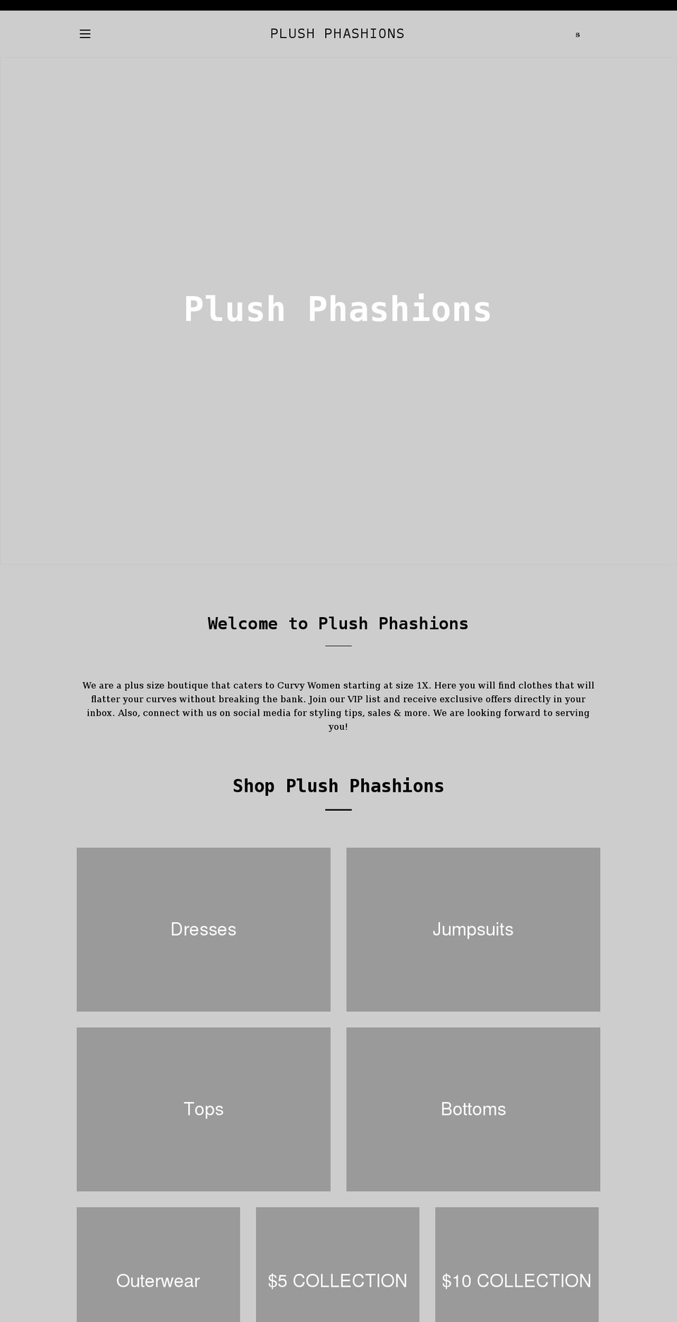 plushphashions.com shopify website screenshot