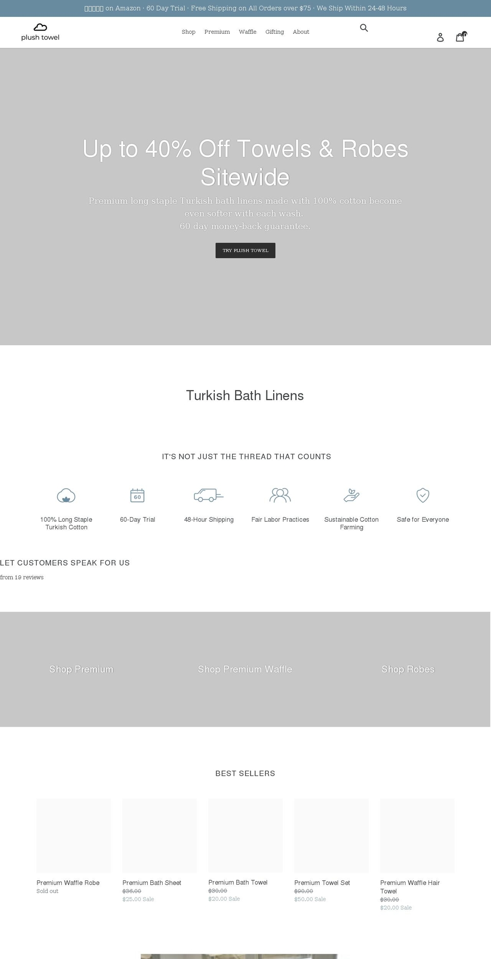 plushtowel.net shopify website screenshot
