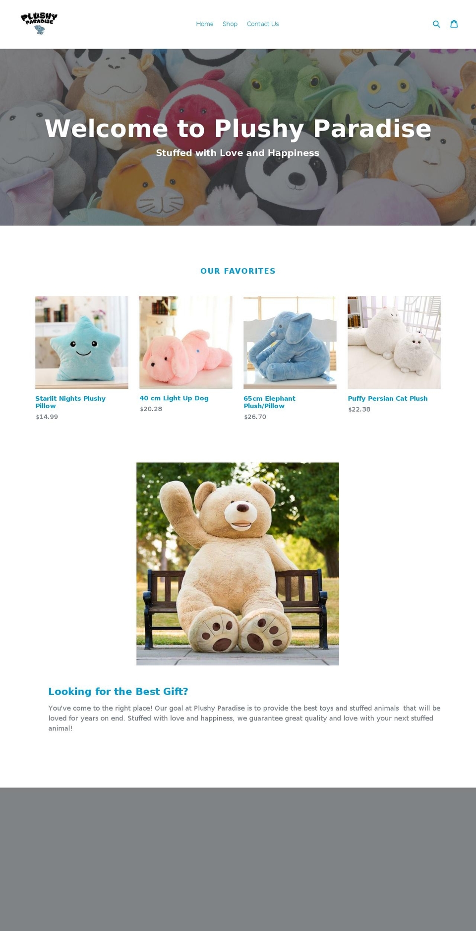 plushyparadise.com — Shopify storefront screenshot