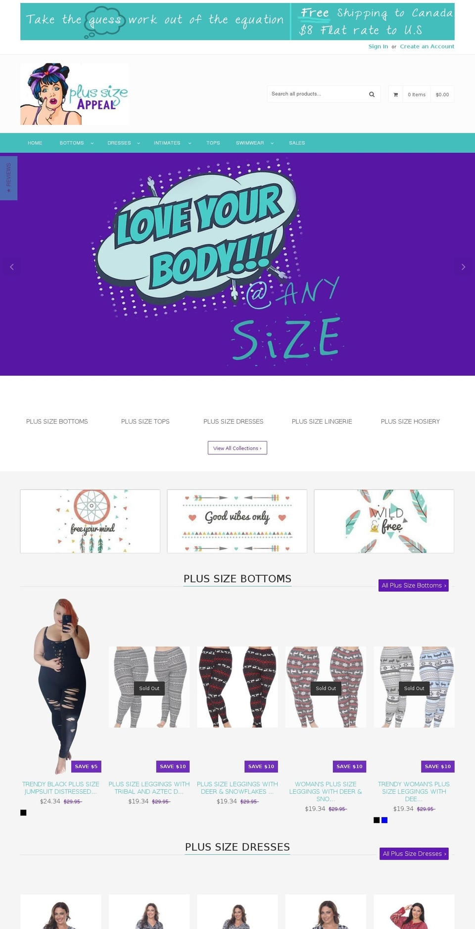 plussizeappeal.ca shopify website screenshot