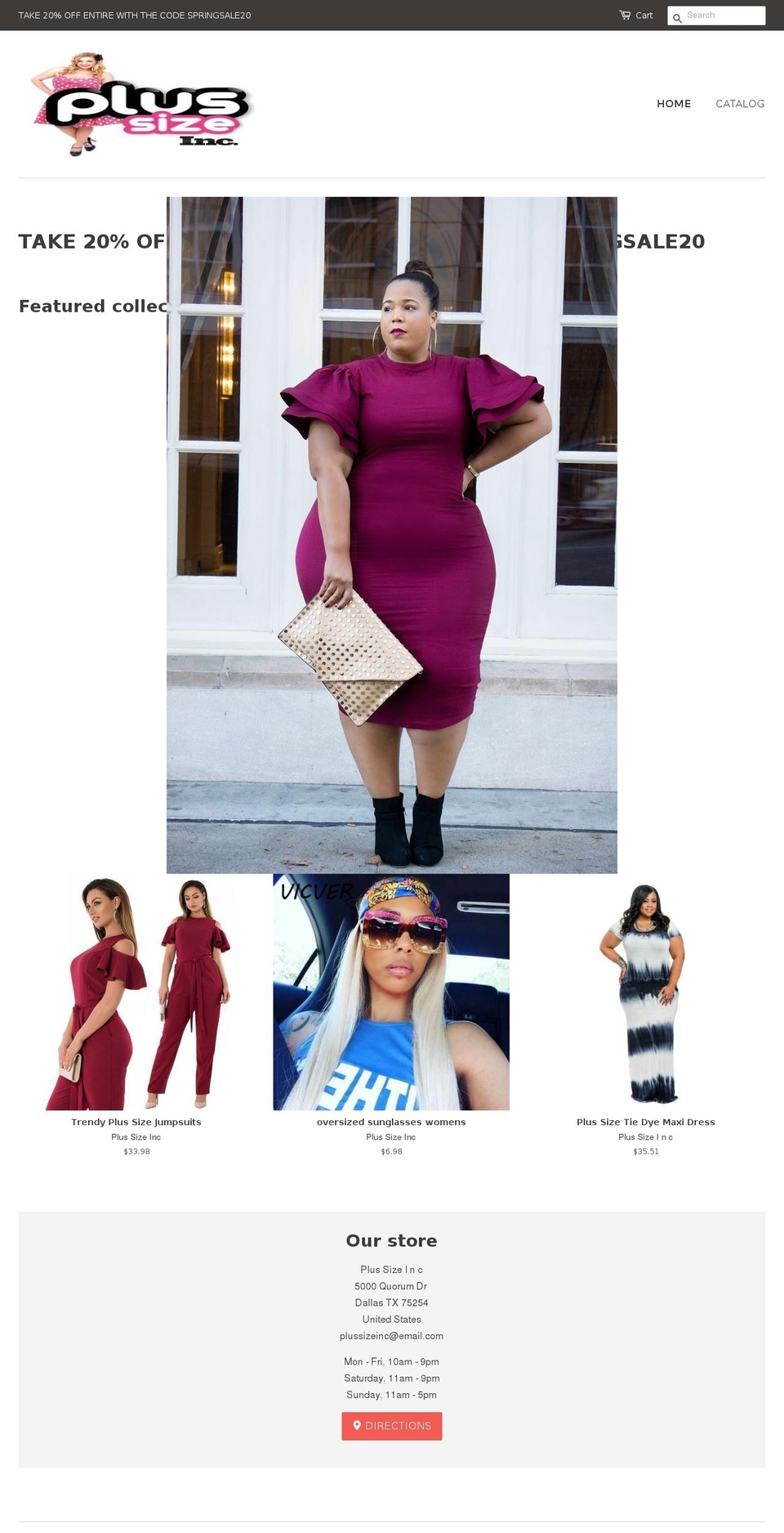 plussizeinc.com — Shopify storefront screenshot