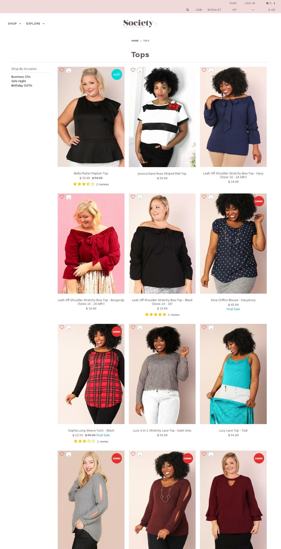 plussizetunics.net shopify website screenshot