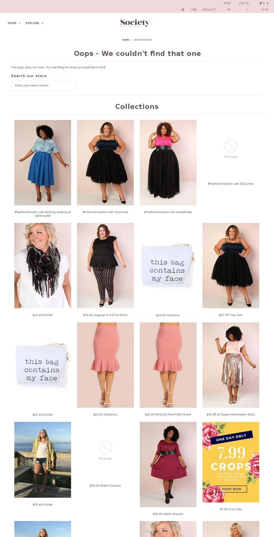 plussizetutus.net shopify website screenshot