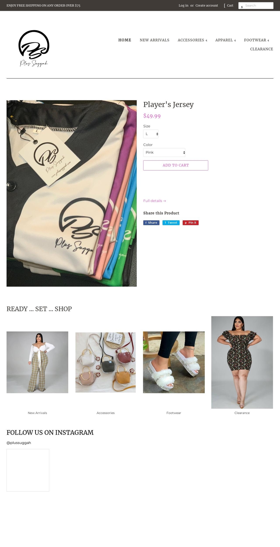 plussuggah.com — Shopify storefront screenshot