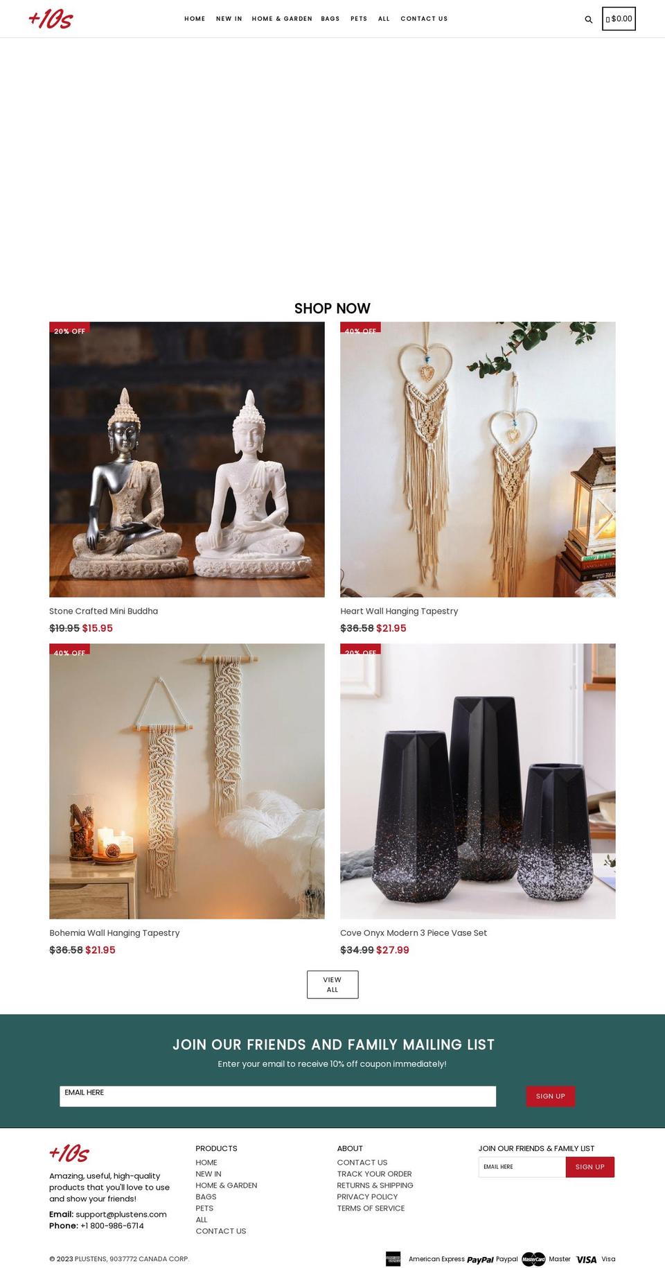 plustens.com shopify website screenshot