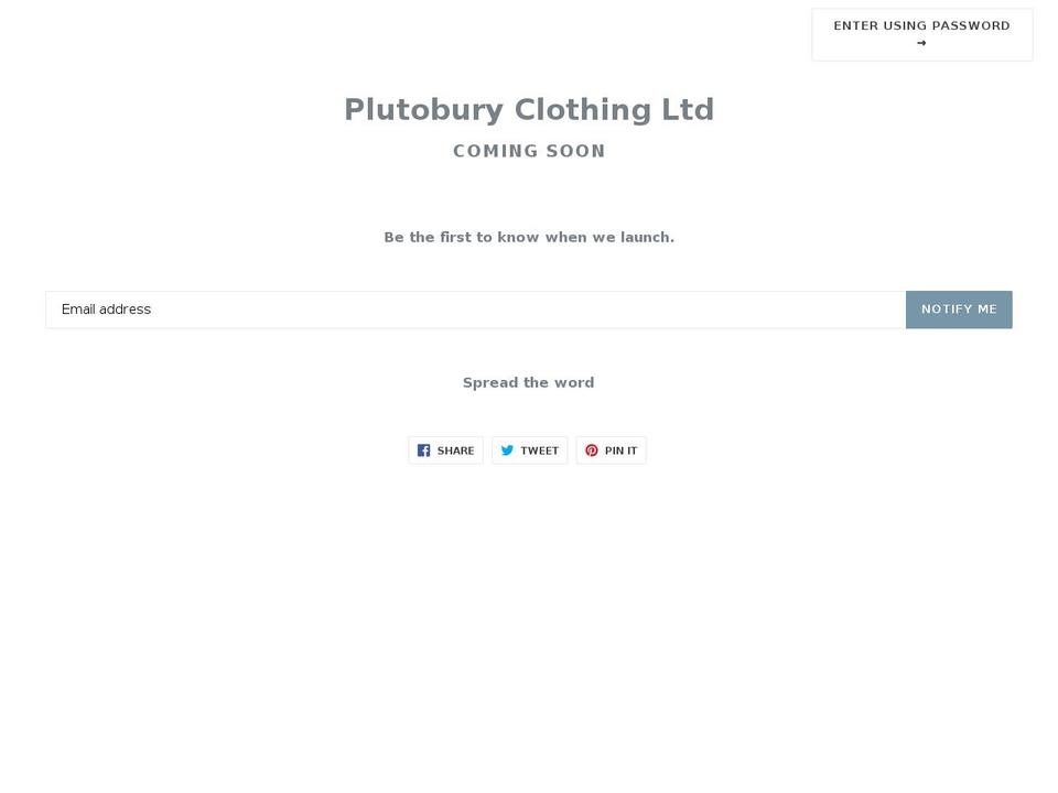 plutobury.com shopify website screenshot