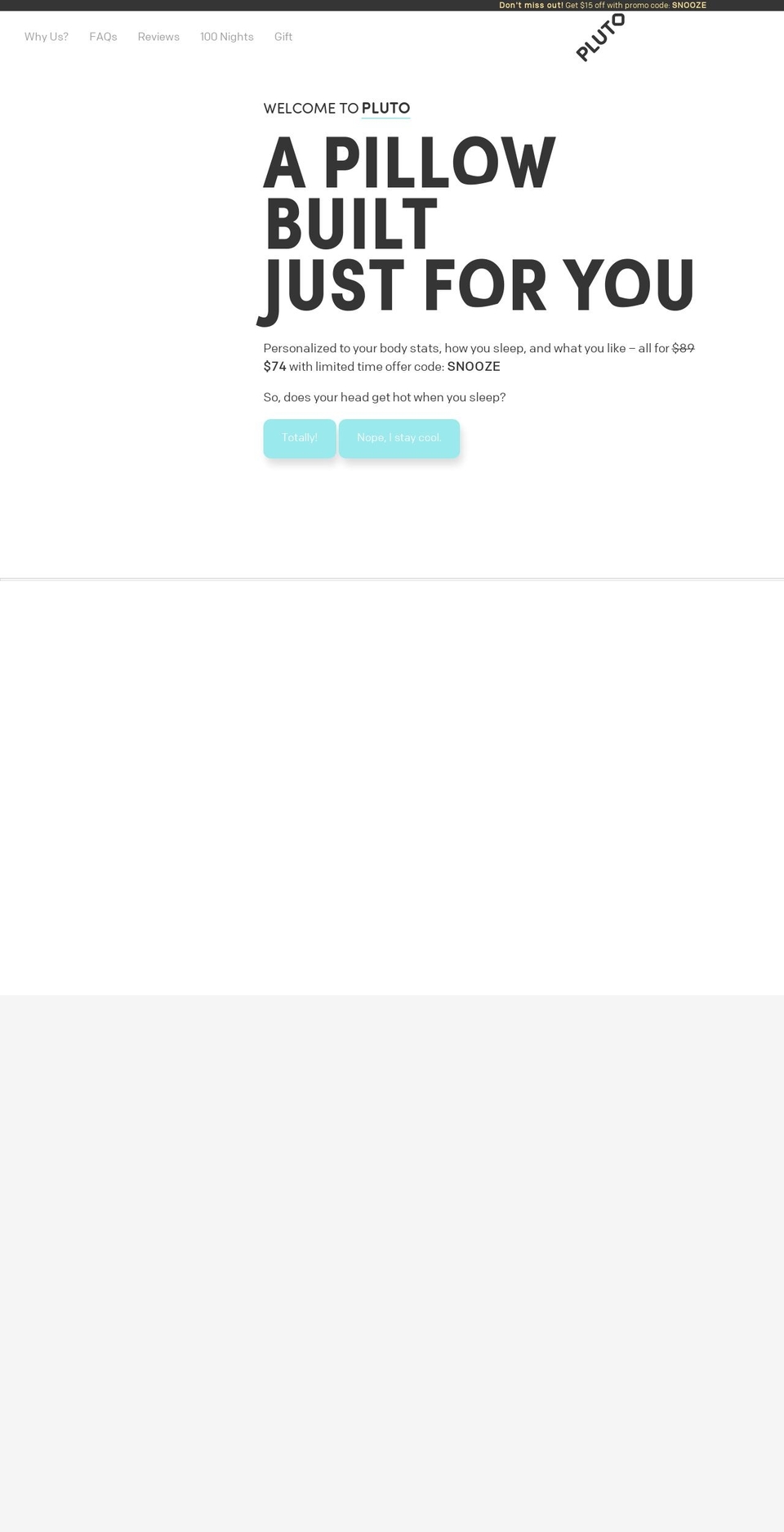 plutopillow.com — Shopify storefront screenshot