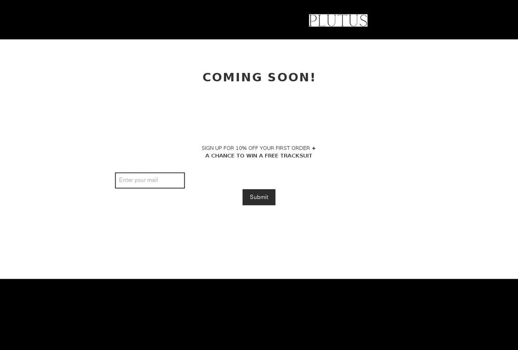 plutusclothing.com shopify website screenshot