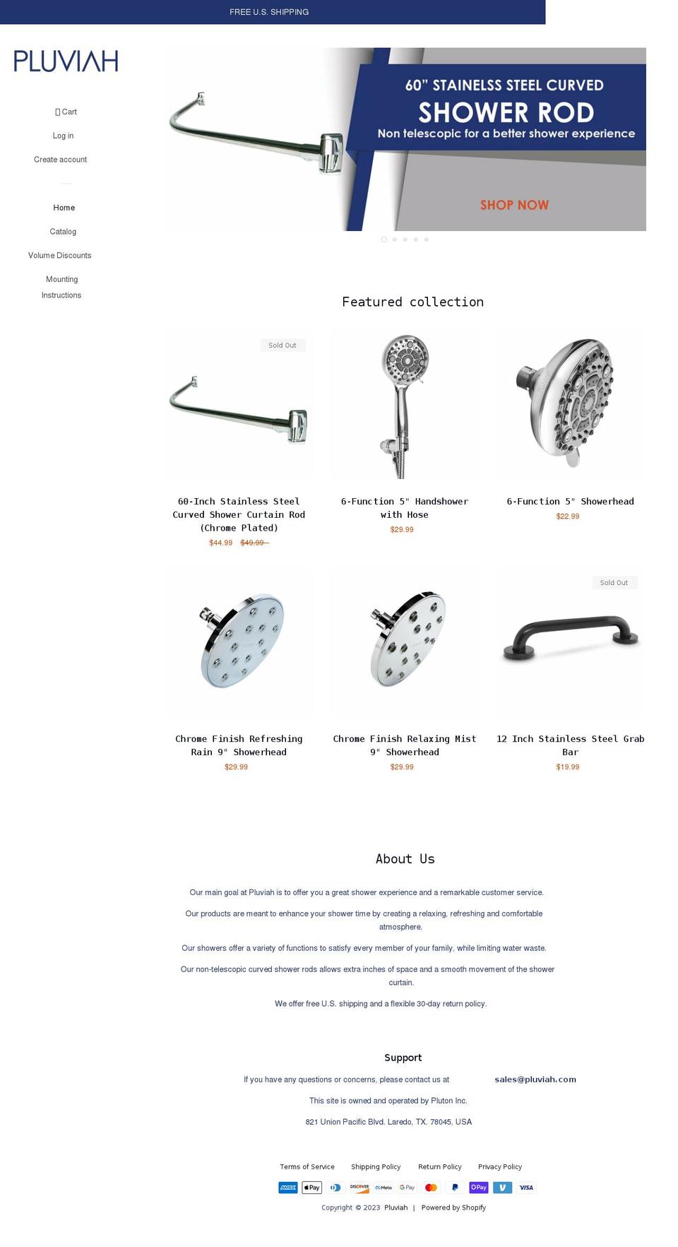 pluviah.com shopify website screenshot