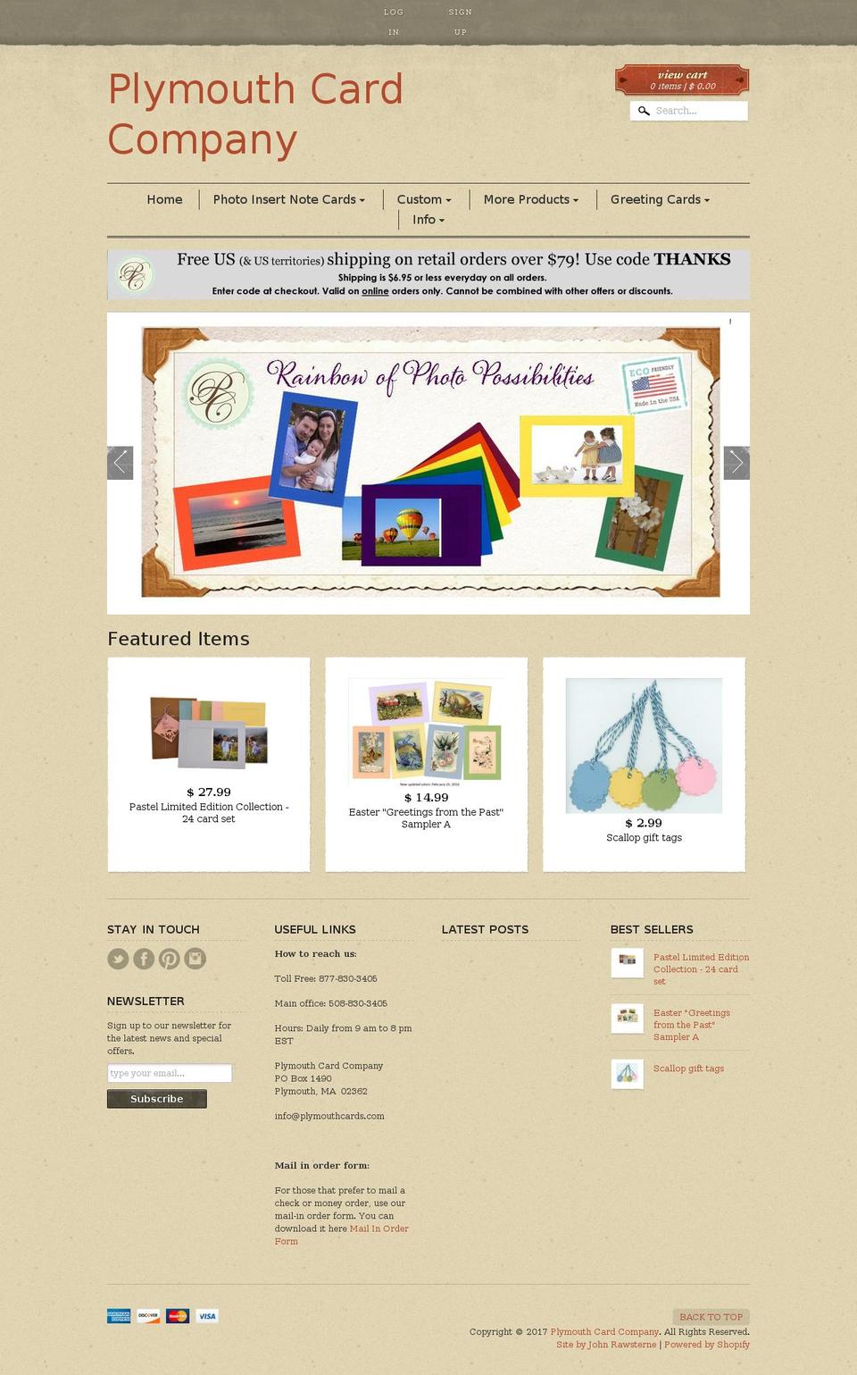 plymouthcardcompany.com shopify website screenshot