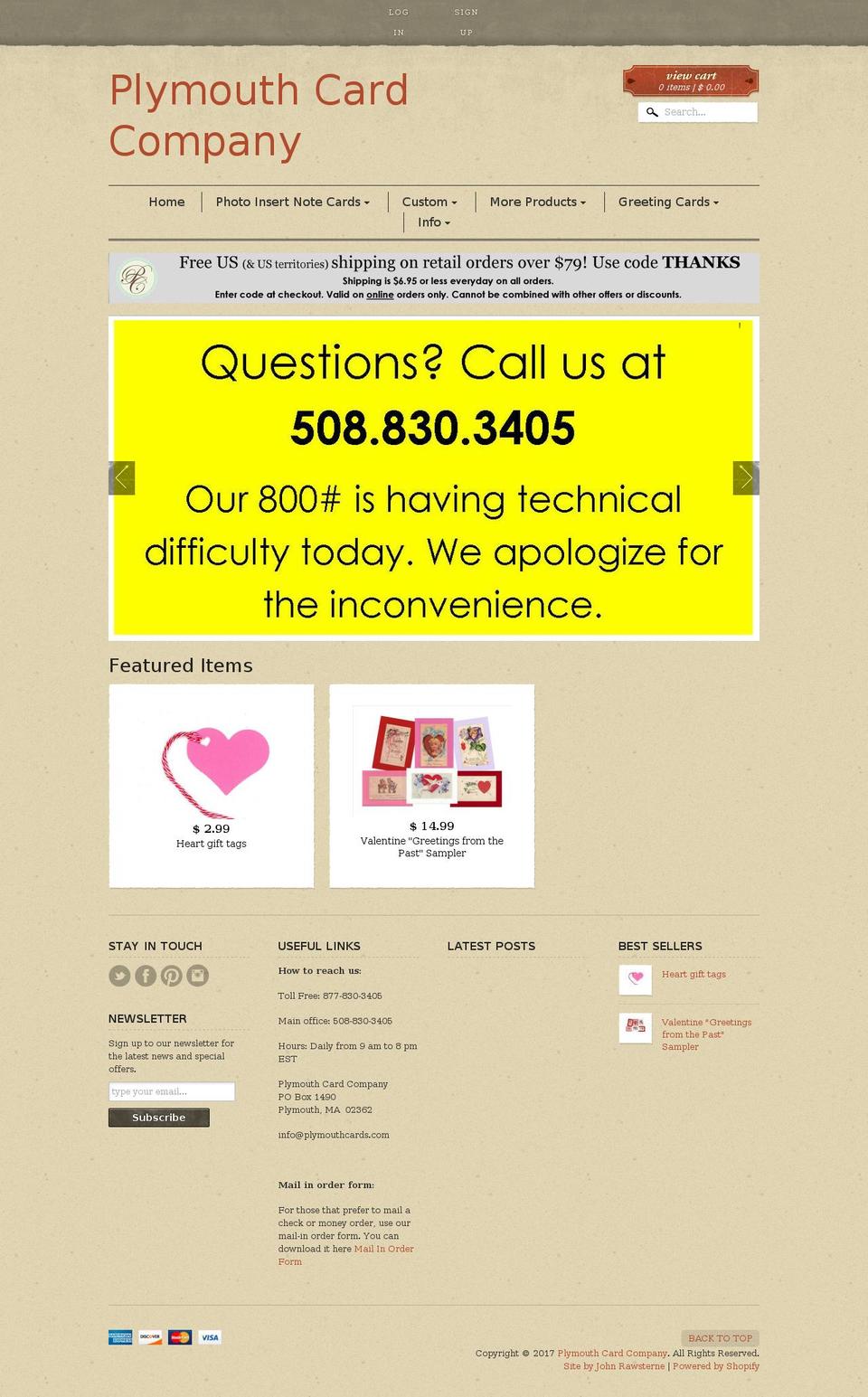 plymouthcards.com shopify website screenshot