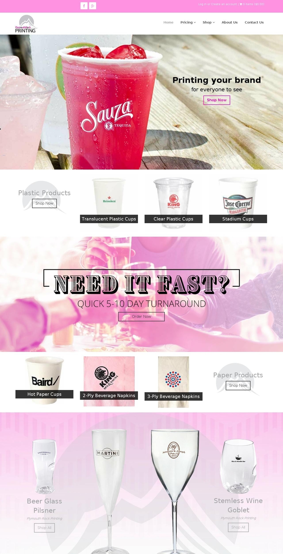 plymouthrockprinting.com — Shopify storefront screenshot