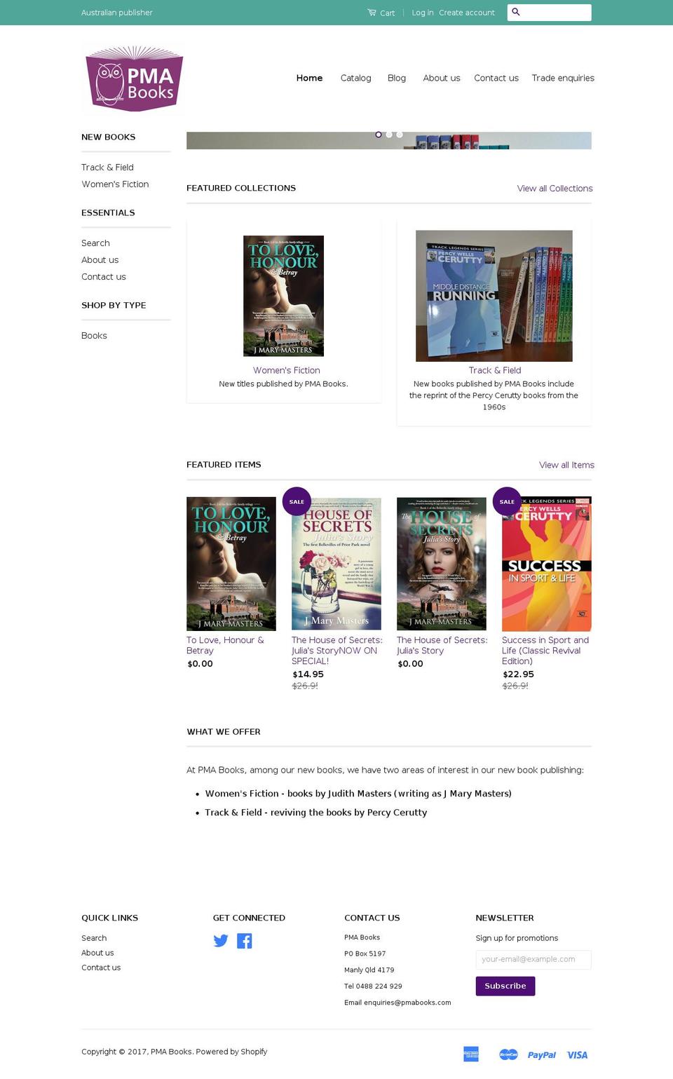 pmabooks.com.au shopify website screenshot