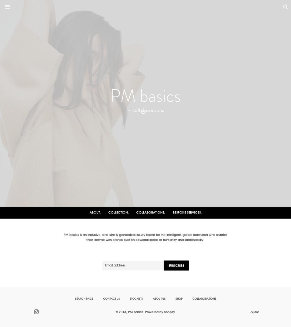 pmbasics.com shopify website screenshot