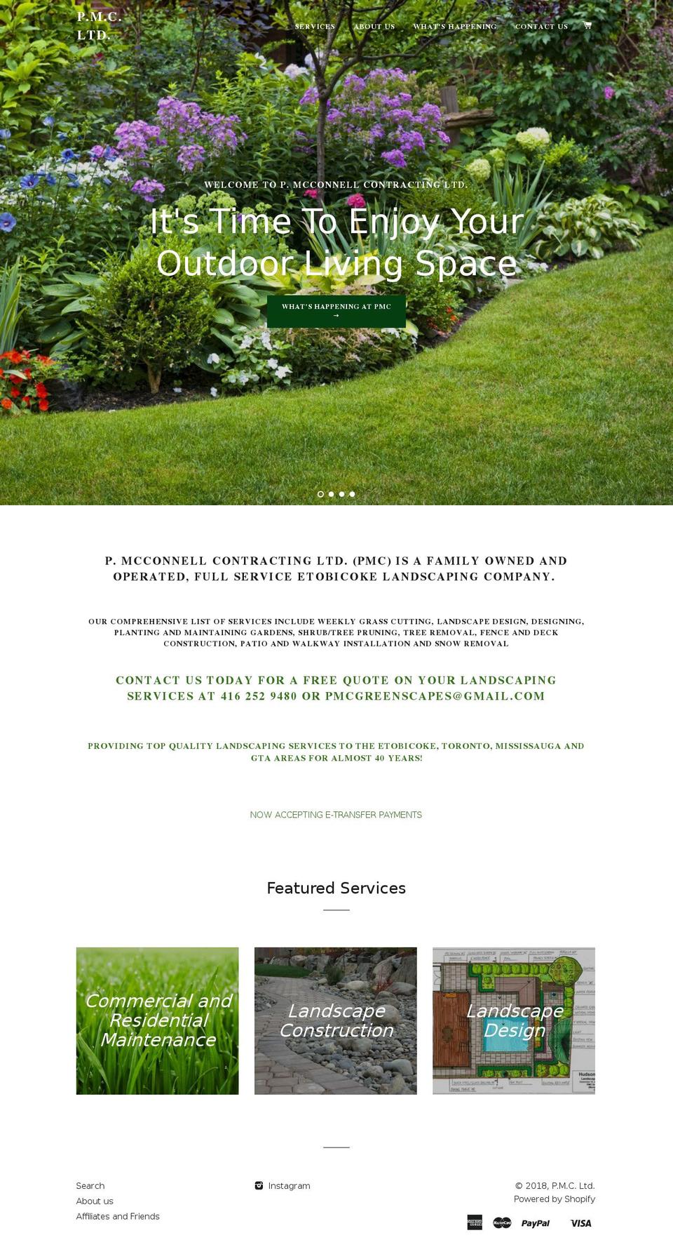 pmcgreenscapes.com — Shopify storefront screenshot
