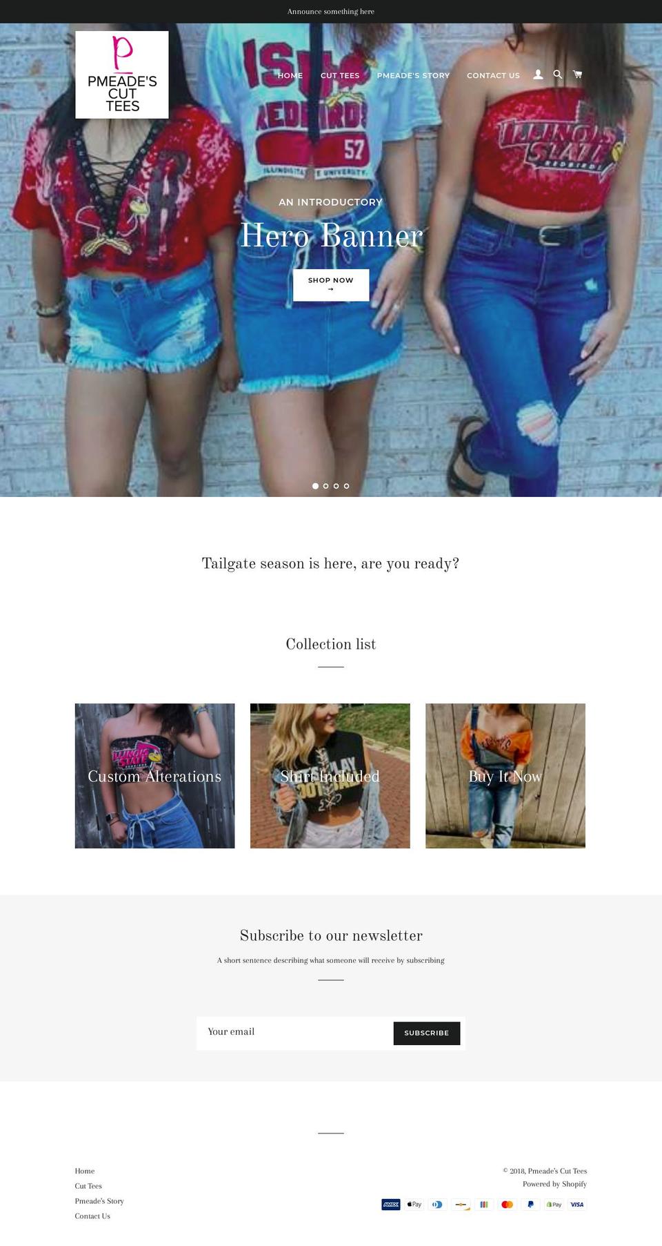 pmeadescuttees.com — Shopify storefront screenshot