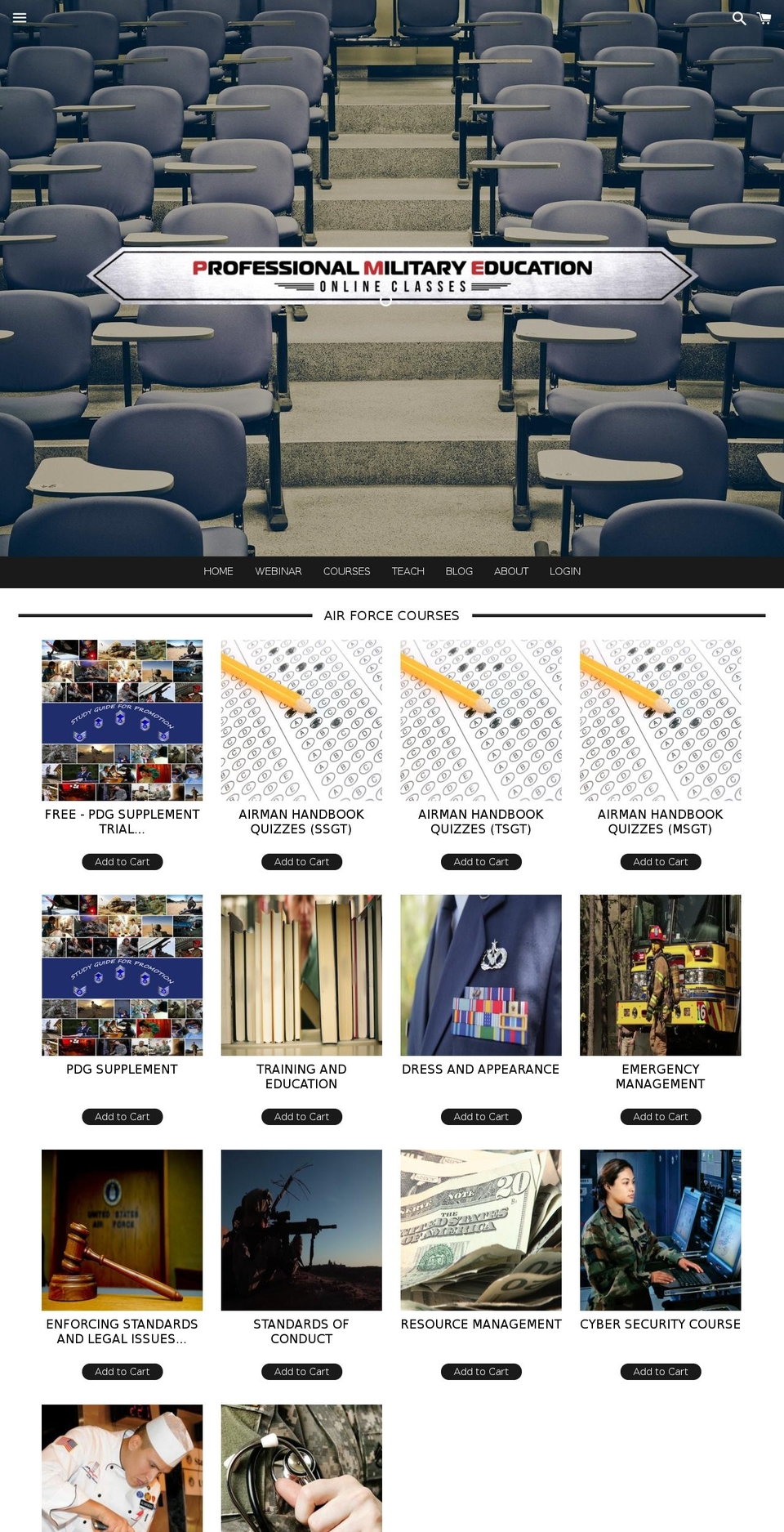 pmeonlineclasses.com shopify website screenshot