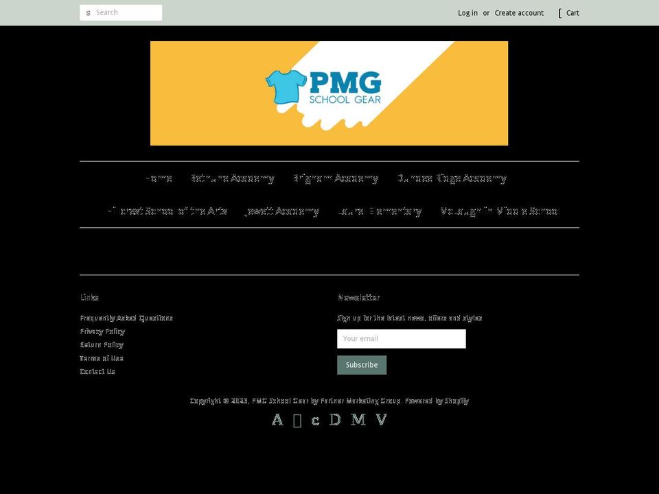 pmgschoolgear.com shopify website screenshot