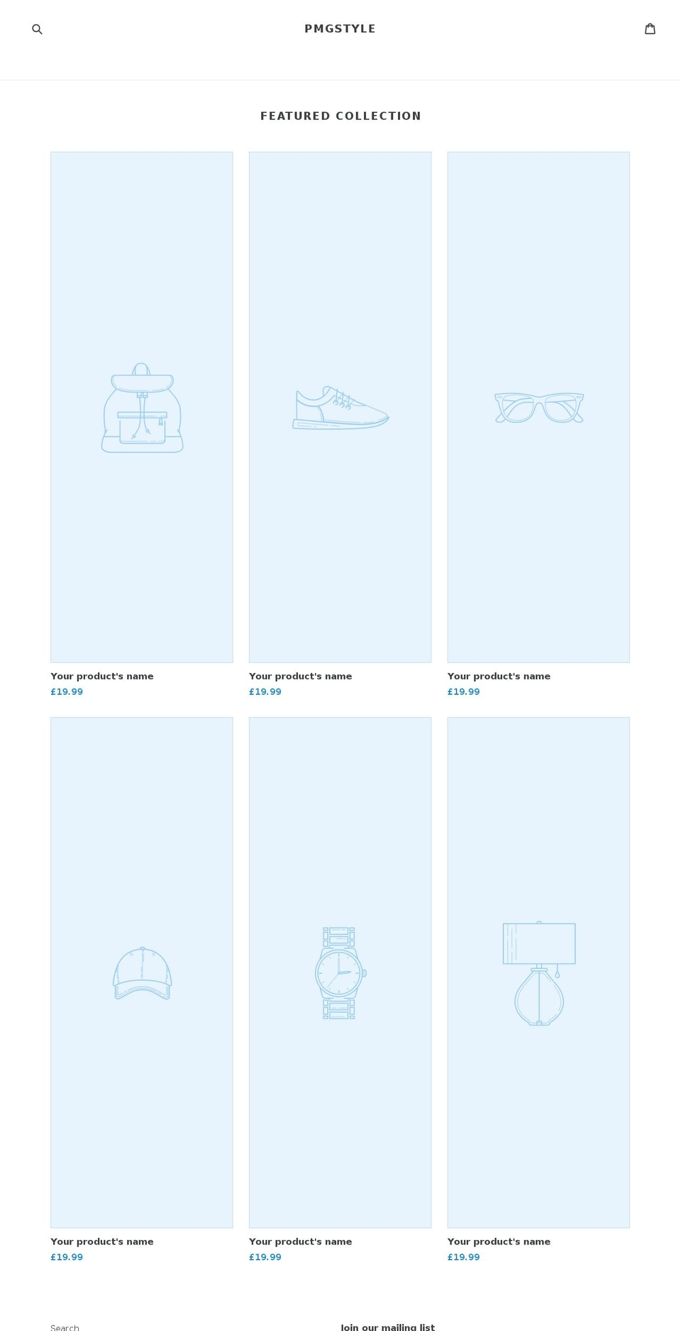 pmgstyle.com — Shopify storefront screenshot