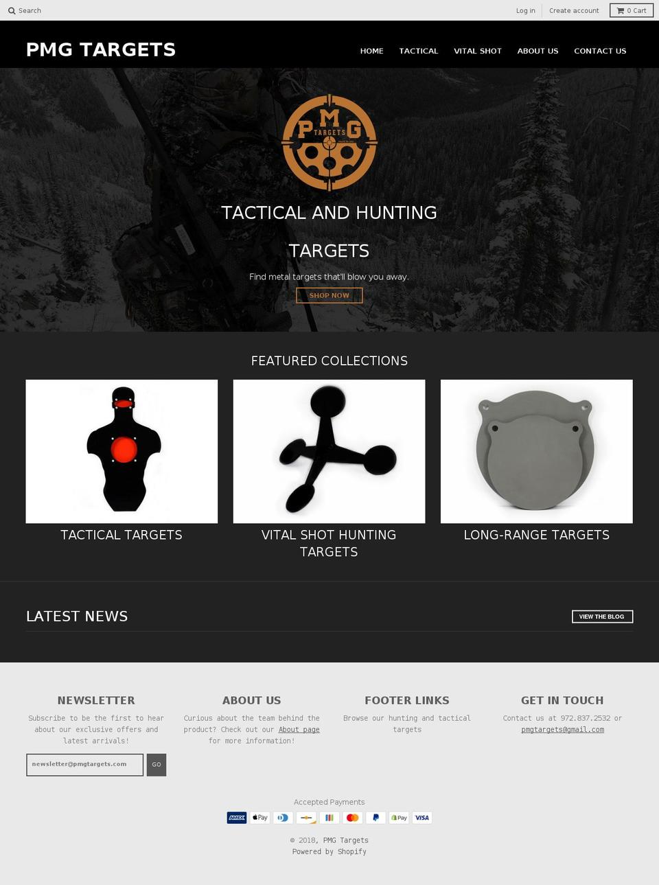 pmgtargets.com — Shopify storefront screenshot