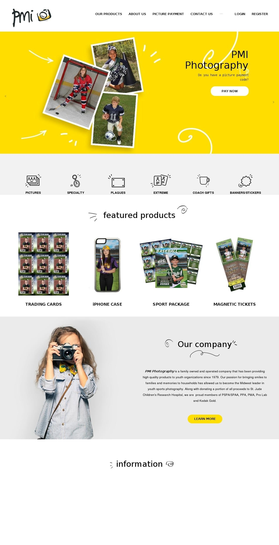 pmisports.com — Shopify storefront screenshot