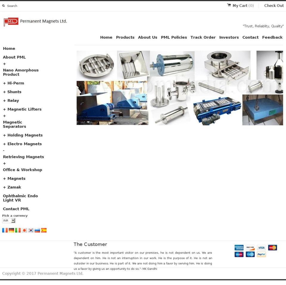 pmlindia.com shopify website screenshot