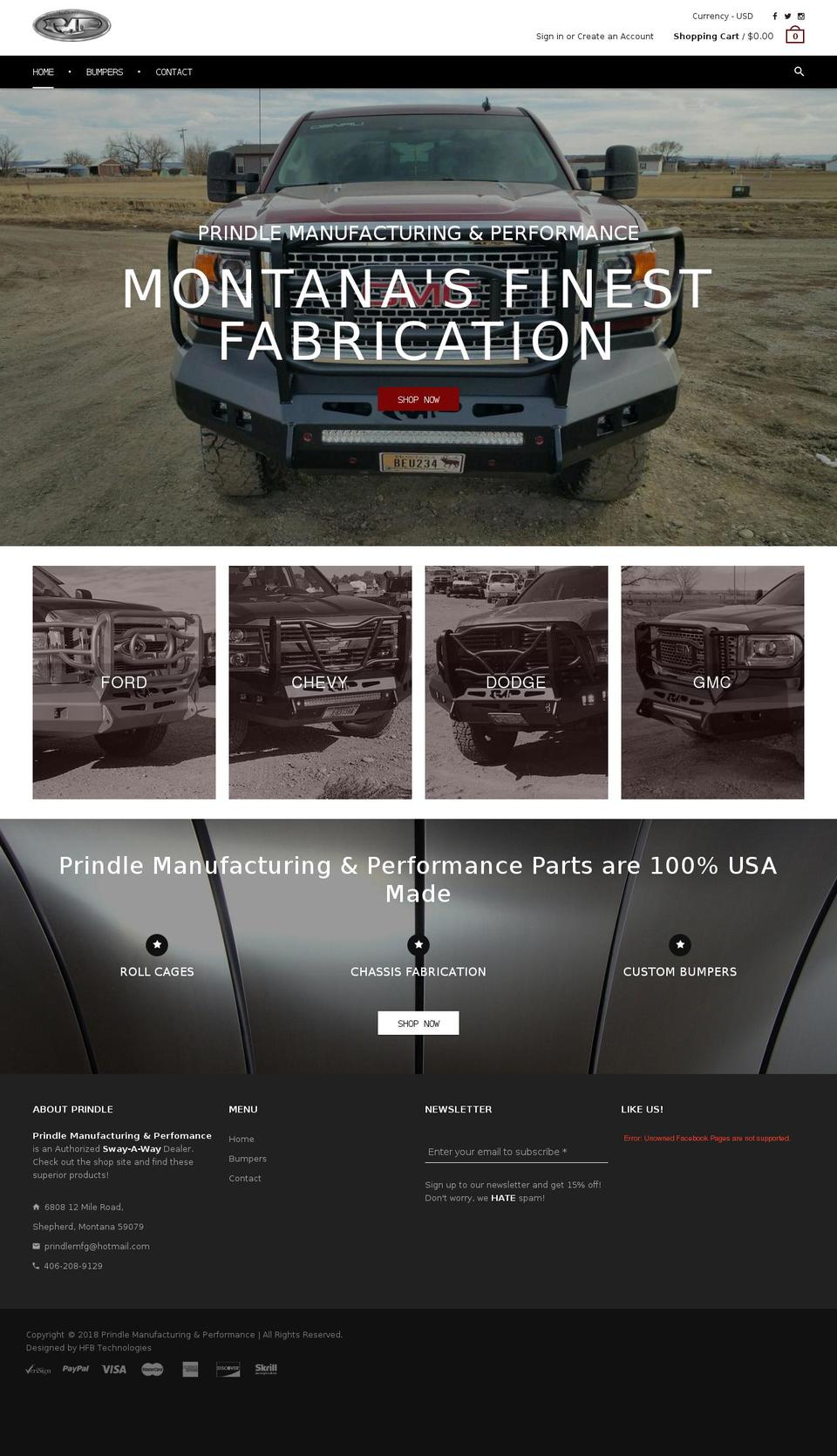 Prindle Manufactor Shopify theme site example pmpbumper.com