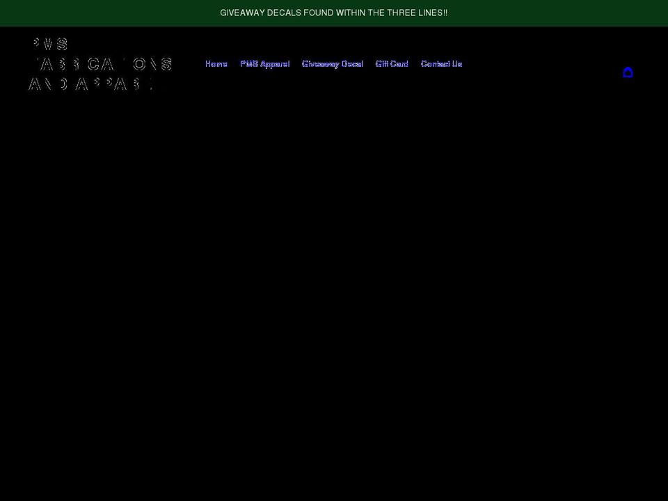 pmsfabsandapparel.com shopify website screenshot