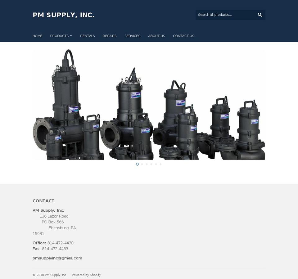pmsupply-inc.com shopify website screenshot