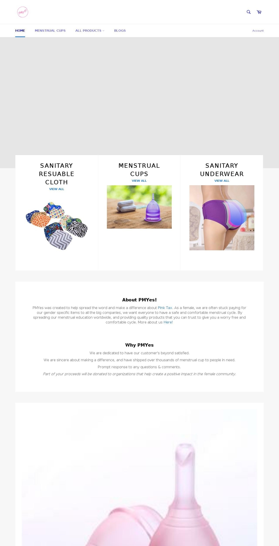 pmyescups.com — Shopify storefront screenshot