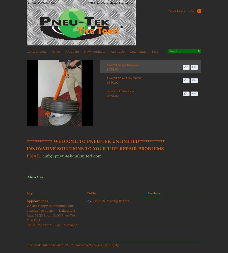 Social Shopify theme site example pneu-tek-unlimited.com