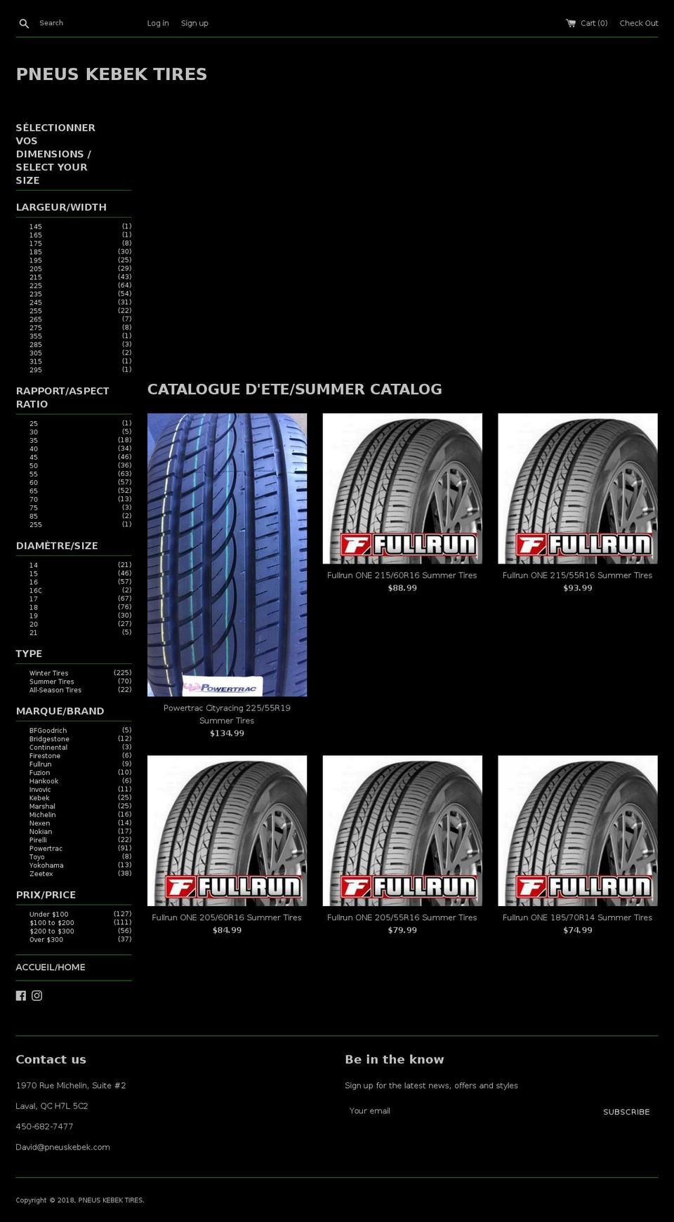 pneuskebek.com shopify website screenshot