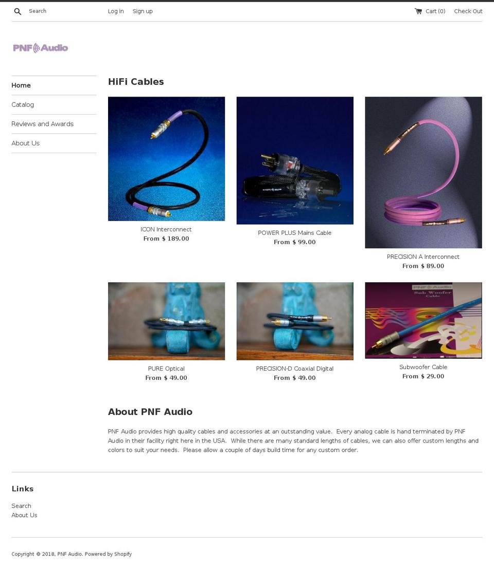 pnfaudio.com shopify website screenshot