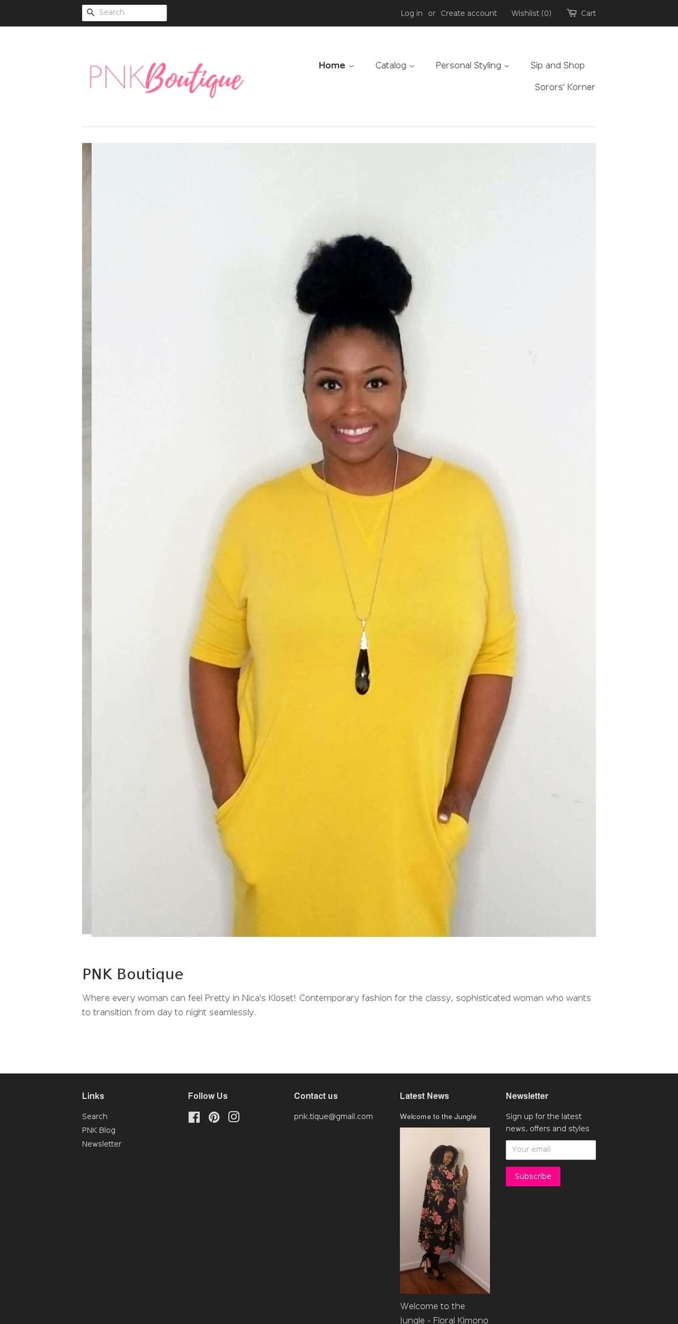 pnkboutique.com shopify website screenshot